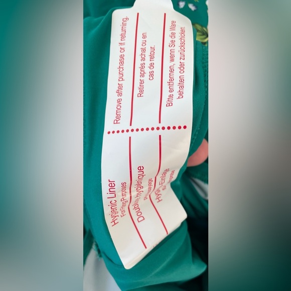 Land’s End Women's Petite Side Tie Mini Green/Floral Swim Dress Swimsuit; 12P - Picture 7 of 9